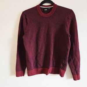 BOSS HUGO BOSS I M Double Knit Virgin Wool 3D Crewneck Sweater I blue red